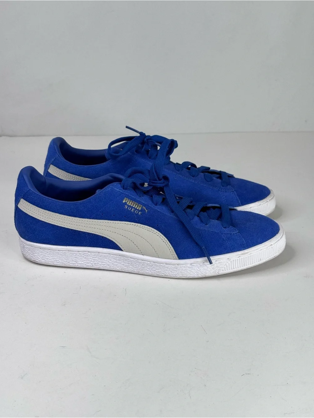 Puma Men’s Royal Blue Suede Sneakers with Cream Formstripe